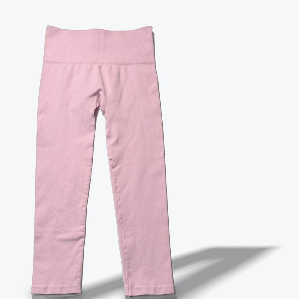 TLA by Morgan Stewart High Waist Leggings Pink Seamless Ribbed Womens L